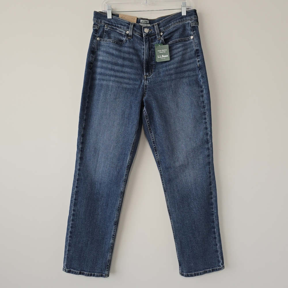 L.L. Bean 207 Vintage High Rise Straight Leg Jeans 14 Medium Wash NWT